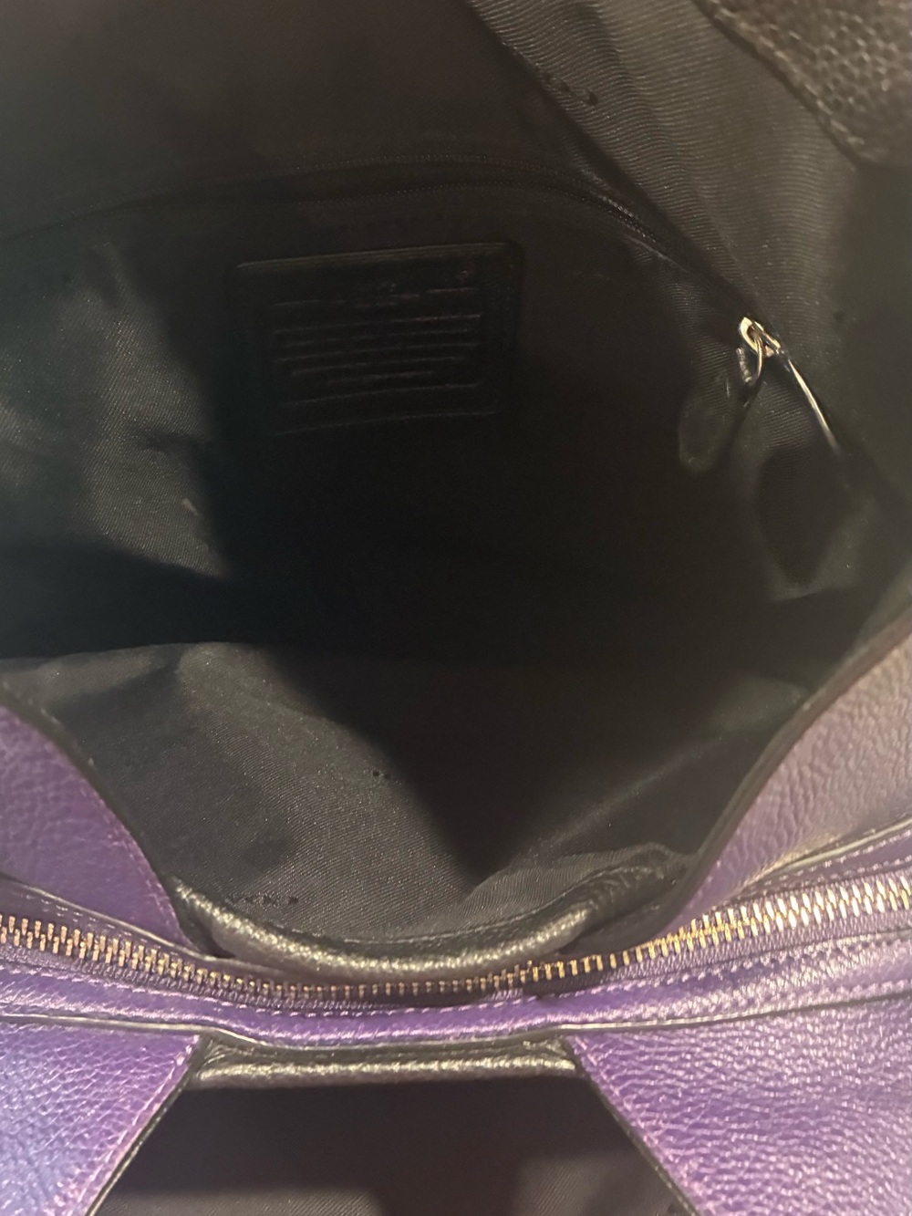 Purple Coach Edie pebbled leather shoulder handbag - Picture 10 of 14